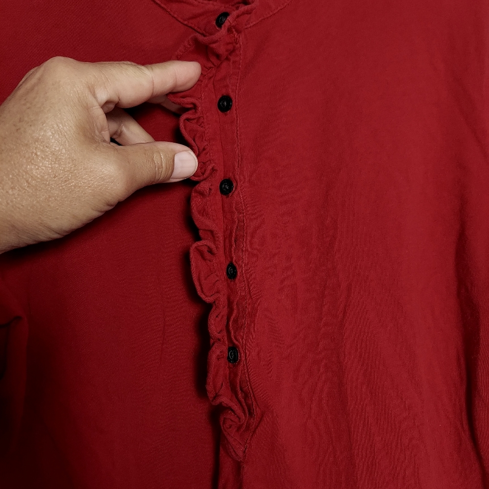 Red Chaps Classic Ruffle Blouse - Picture 3 of 8